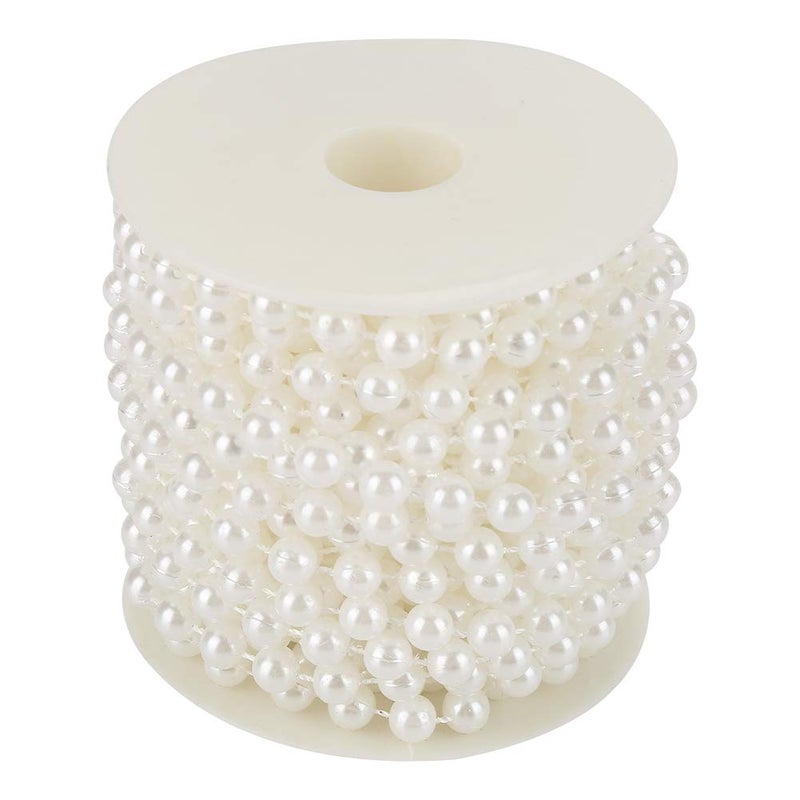 Walfront 10mroll 8mm Cotton Line Artificial Pearl Beads String Chain Garland Flowers Wedding Decoration Craft Pearl StringWhite - Image 2