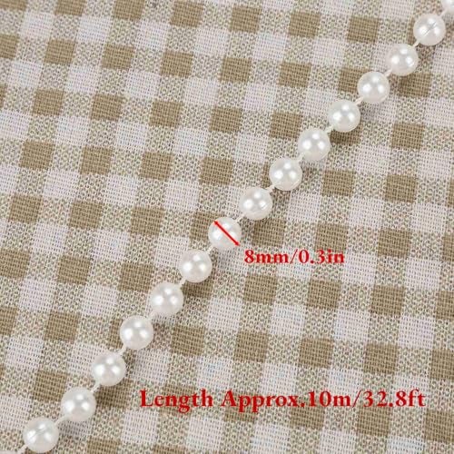 Walfront 10mroll 8mm Cotton Line Artificial Pearl Beads String Chain Garland Flowers Wedding Decoration Craft Pearl StringWhite - Image 3