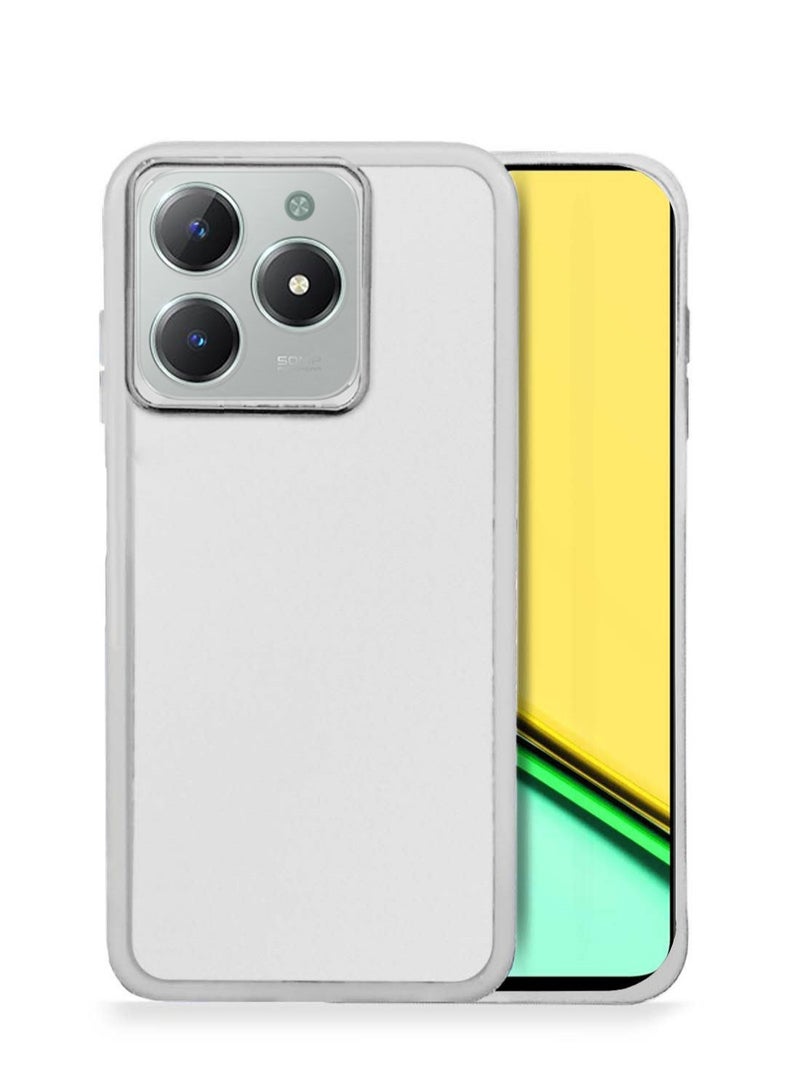 Wtech Realme C61 / Realme Narzo N61 / Realme Note 60 4G 2024 Soft Transparent TPU Silicone Ultra Thin Phone Stylish Electroplated Camera Border Back Case Cover - White - Image 1
