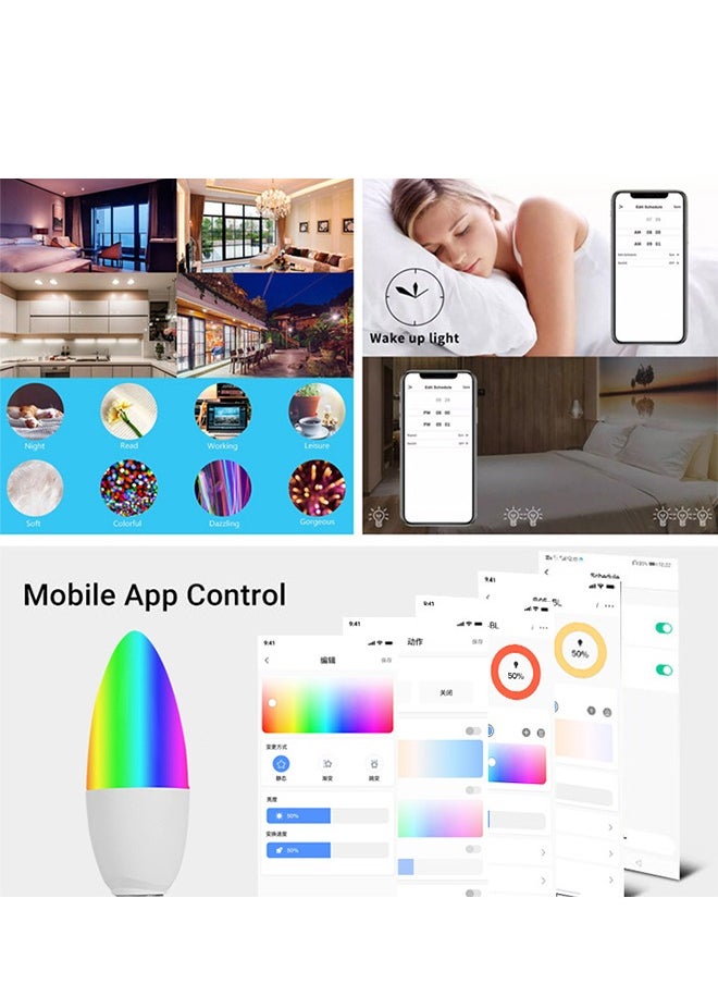 DUNISO - Smart candle light bulb, WiFi smart LED light bulb, 5W, RGBCW color changing, 900lm, AC85 to 265V, voice controlled, compatible with Alexa and Google Home, white - Image 1