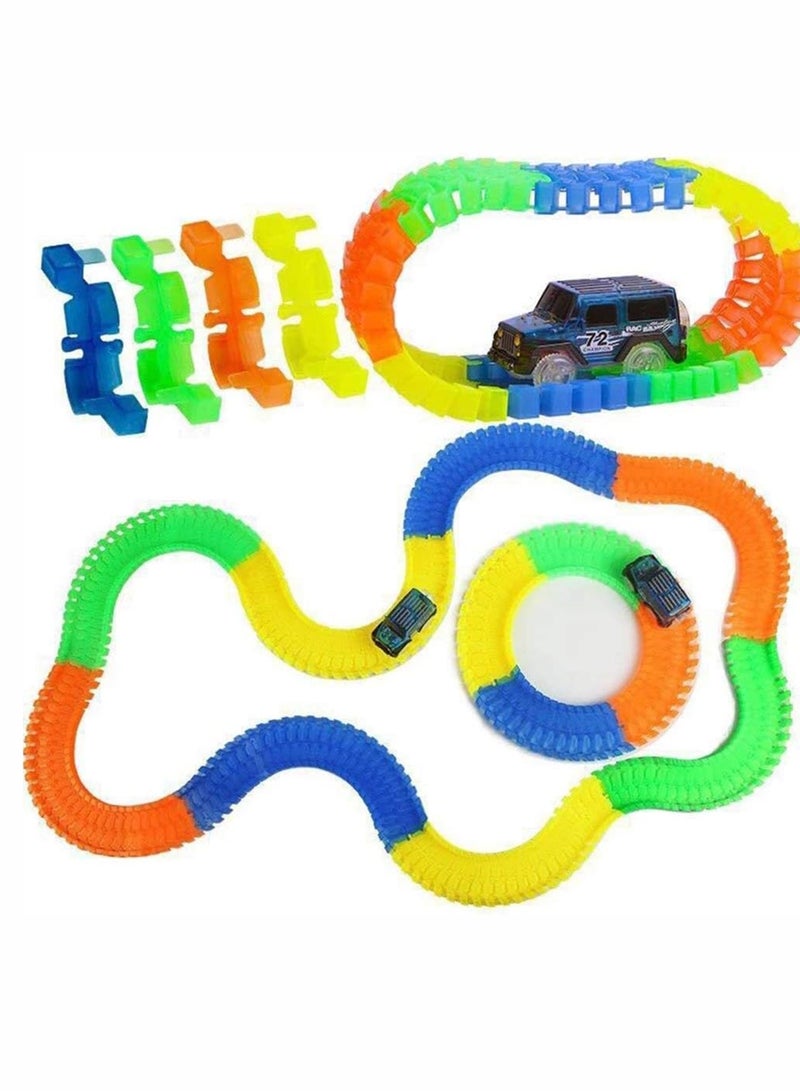 Beauenty 220 Pieces Glow Race Track with LED Flashing Race Car 11FT Speedway Non-Toxic ABS Bend Flex and Glow for 3+ Years - Image 3