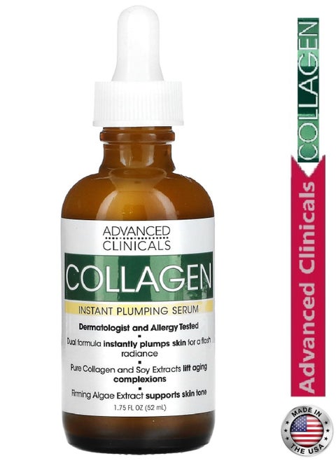 Advanced Clinicals Collagen Facial Serum Reduces the appearance of wrinkles, dark circles and fine lines 1.8 Fl Oz (52 ml)
