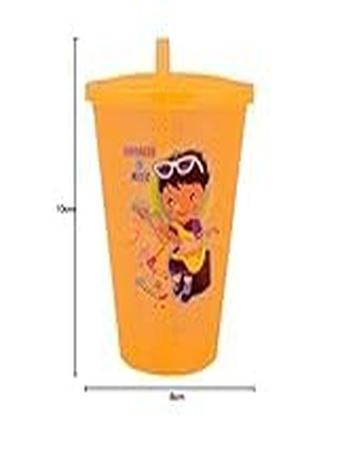 كوب شرب زجاجي من تيكزي خالٍ من مادة BPA، مطبوع عليه رسوم كرتونية مرحة بألوان زاهية، مع غطاء، مناسب للأطفال الصغار، الأولاد/البنات (عبوة من قطعتين) - Image 2