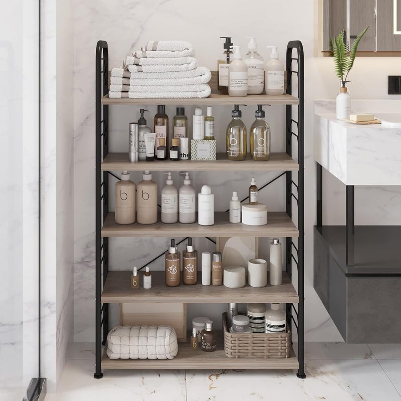HOME CUBE 5 Layer Wooden Shoe Rack for Home Shoe Storage Multipurpose Storage Shelves Shoe Stand for Chappal Slipper Sneakers Footwear Space Saving Portable Shoe Rack Kitchen Storage Rack - Image 4