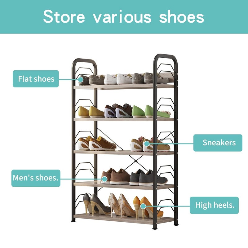 HOME CUBE 5 Layer Wooden Shoe Rack for Home Shoe Storage Multipurpose Storage Shelves Shoe Stand for Chappal Slipper Sneakers Footwear Space Saving Portable Shoe Rack Kitchen Storage Rack - Image 5
