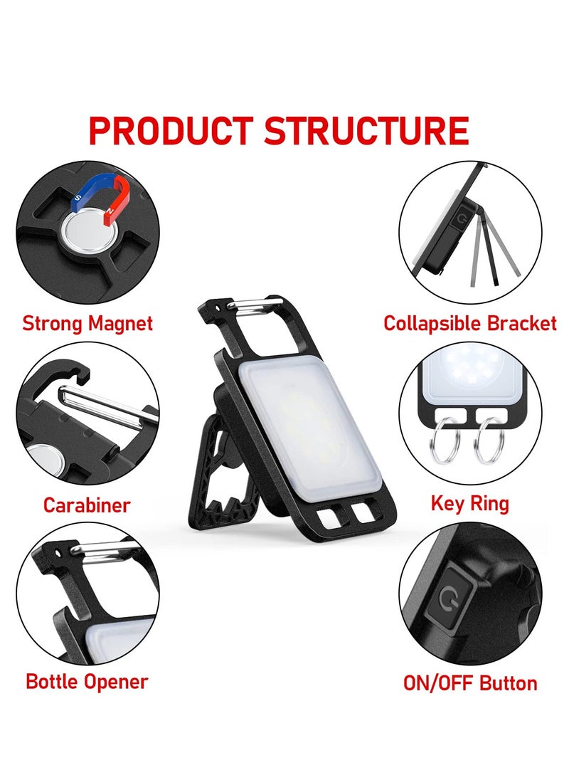 Generic - Compact Rechargeable COB Keychain Light with Magnetic Base, 4 Modes, Foldable Bracket, and Bottle Opener - Ideal Emergency Flashlight for Night Fishing, Camping, and Walking. - Image 1