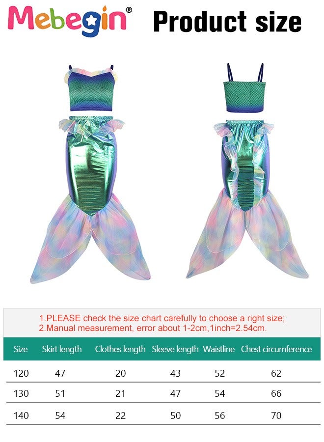 MEBEGIN Girls Mermaid Costume, Beautiful 2-piece Mermaid Dress, Fancy Princess Dress Up, Glitter Cosplay Outfit with Bright Color and Laser Fabric, Suitable for Role-playing and Themed Parties - Image 3
