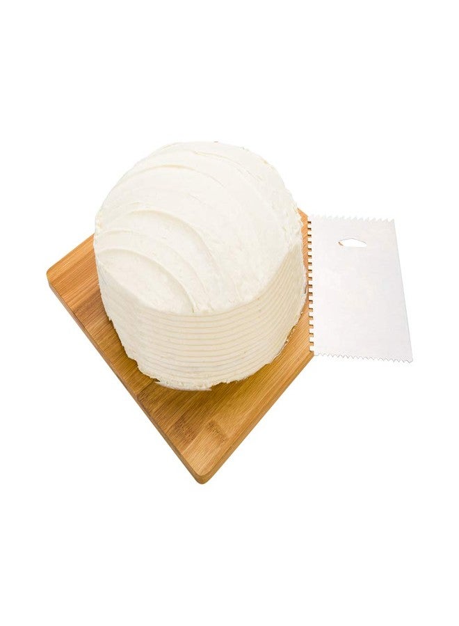 Restaurantware Pastry Tek 6 Inch x 3.8 Inch Cake Scraper 1 4-Pattern Cake Smoother - Straight Edges Hanging Hole Metal Icing Smoother For Decorating Or Sculpting Desserts - Image 1