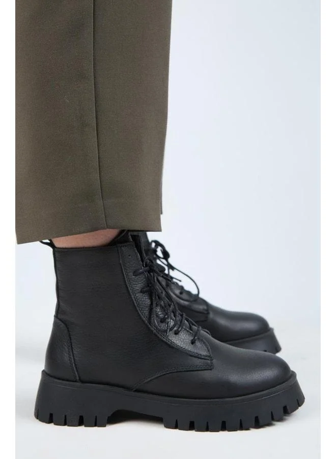 Manijero  (Viyan) Women's Real Leather Lace‑up Boot with Inner Zipper, Black. for Women | Best Price UAE