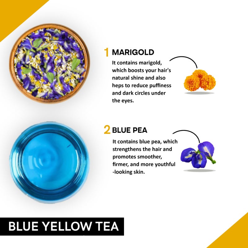 Teacurry Blue Yellow Tea (30 Tea Bags) - Supports Skin and Stomach Wellness | Flower Based, Caffeine Free Herbal Tea - Image 3