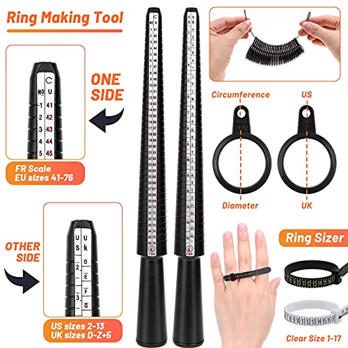 Audab Jewelry Wire Wrapping Jewelry Making Supplies Kit, Ring Sizer Measuring Tools Kit with Tools, Ring Craft Wires, Jewelry Findings for Rings Repair - Image 3