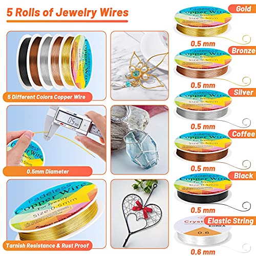 Audab Jewelry Wire Wrapping Jewelry Making Supplies Kit, Ring Sizer Measuring Tools Kit with Tools, Ring Craft Wires, Jewelry Findings for Rings Repair - Image 4