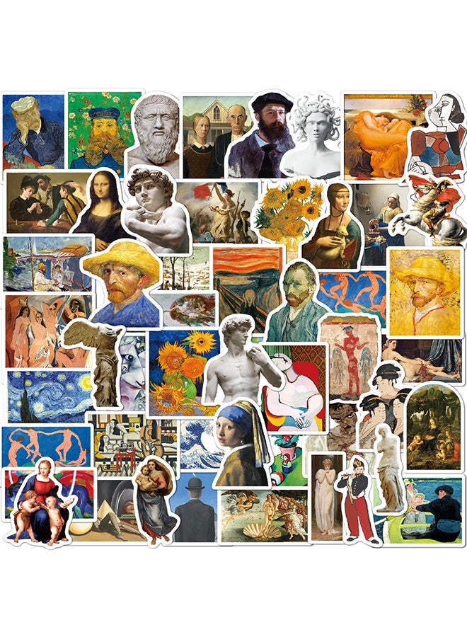 كوانتوم ٥٠ قطعة من ملصقات فنية عتيقة، ملصقات مقاومة للماء بنمط فن الجرافيتي، ملصقات بنمط الرسم الزيتي لأجهزة الكمبيوتر المحمولة والهواتف وزجاجات المياه - Image 4