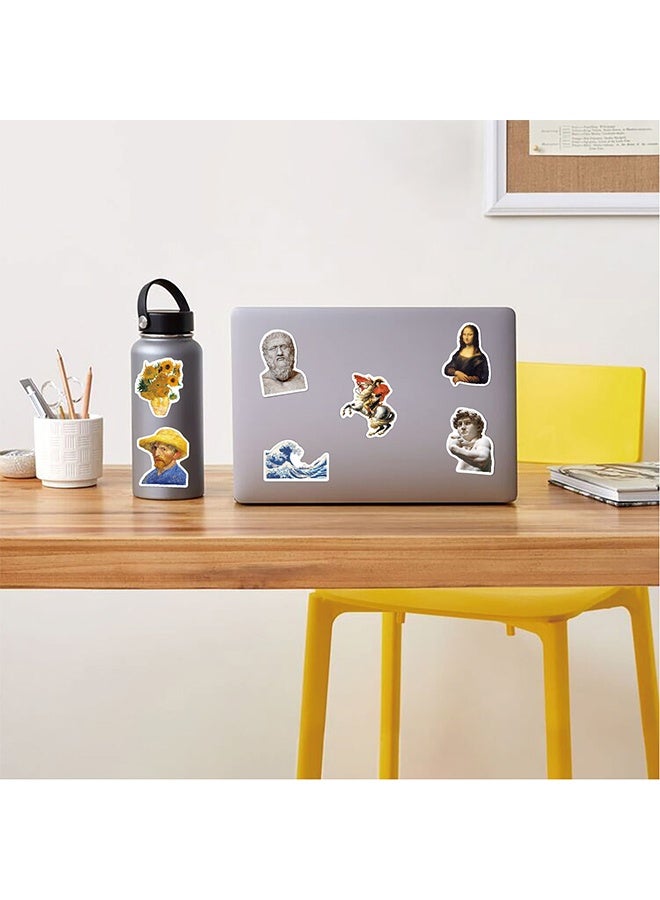 كوانتوم ٥٠ قطعة من ملصقات فنية عتيقة، ملصقات مقاومة للماء بنمط فن الجرافيتي، ملصقات بنمط الرسم الزيتي لأجهزة الكمبيوتر المحمولة والهواتف وزجاجات المياه - Image 2