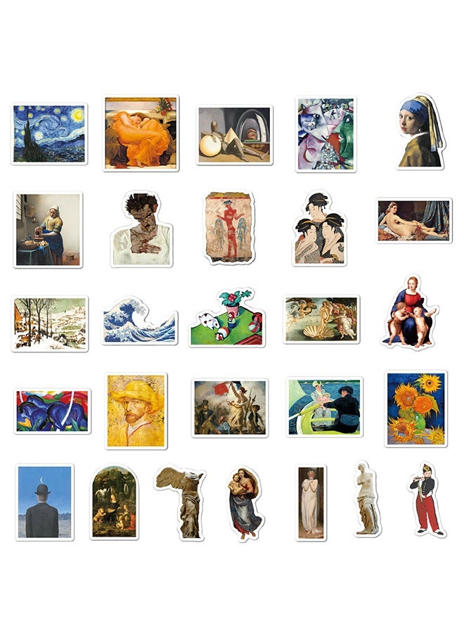 كوانتوم ٥٠ قطعة من ملصقات فنية عتيقة، ملصقات مقاومة للماء بنمط فن الجرافيتي، ملصقات بنمط الرسم الزيتي لأجهزة الكمبيوتر المحمولة والهواتف وزجاجات المياه - Image 3