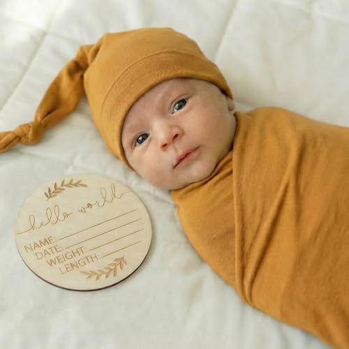 Kloovete Large Jersey Knitted Swaddle Blanket for Baby, Soft Stretchy Receiving Blanket for Newborns with Hat, Baby Nursery Swaddle 47 x 47 inches(Copper) - Image 2