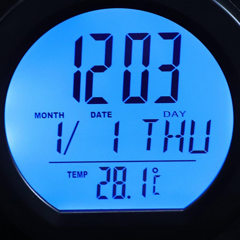 Solar Powered Car Clock Thermometer Blue Backlight Dashboard for Golf Cart Truck - Image 4