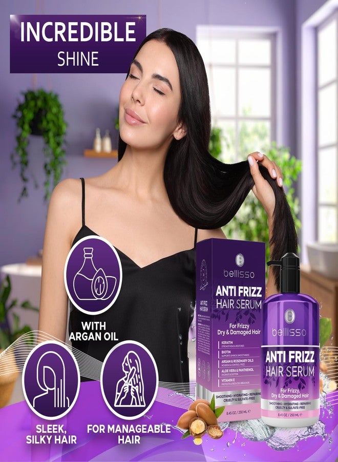 BELLISSO Anti Frizz Hair Serum for Frizzy and Damaged Hair - Humidity Treatment Control - Styling and Smoothing Products for Women and Men - 8.45 Fl Oz - Image 4