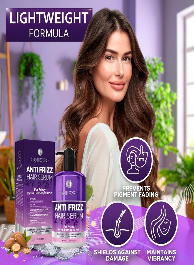 BELLISSO Anti Frizz Hair Serum for Frizzy and Damaged Hair - Humidity Treatment Control - Styling and Smoothing Products for Women and Men - 8.45 Fl Oz - Image 5