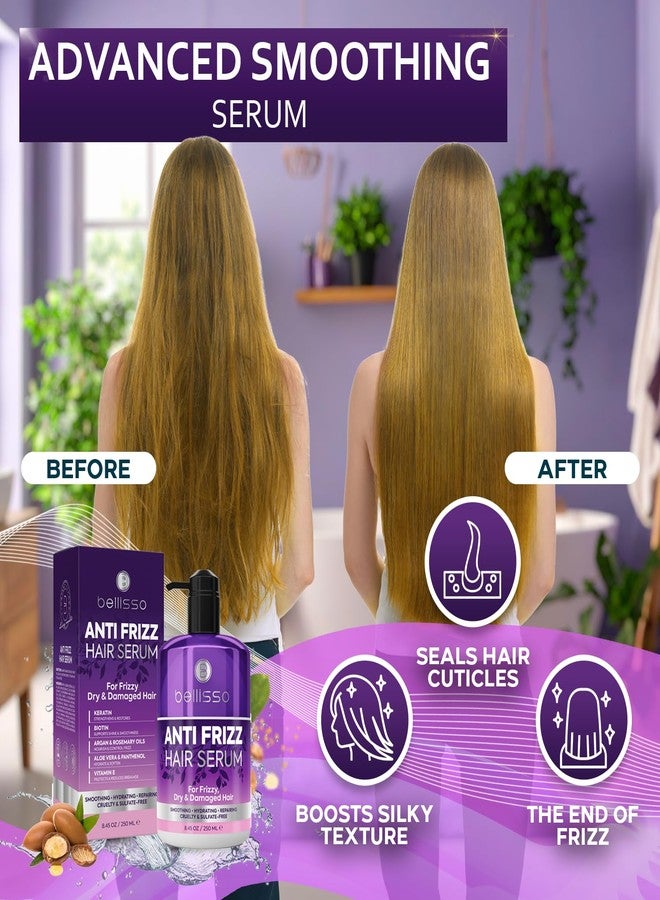 BELLISSO Anti Frizz Hair Serum for Frizzy and Damaged Hair - Humidity Treatment Control - Styling and Smoothing Products for Women and Men - 8.45 Fl Oz - Image 2