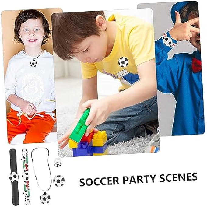 rayihni 1 Set Children'S Football Party Bag, Sports Necklace, Rings For Children Boys, Football Badge Slap Bracelets, Football Give Aways Children'S Birthday Party Gift - Image 5