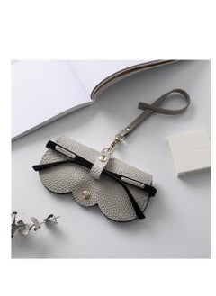Golden Soft Leather Sunglasses Bag Eyeglass Case,Portable Slim Travel Sunglasses Pouch,Anti-Stress Sun Glasses Storage Bag with Lanyard,Glasses Protective Case,Spectacle Case(Grey)  - Image 1
