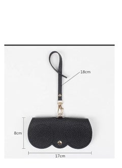 Golden Soft Leather Sunglasses Bag Eyeglass Case,Portable Slim Travel Sunglasses Pouch,Anti-Stress Sun Glasses Storage Bag with Lanyard,Glasses Protective Case,Spectacle Case(Grey)  - Image 2