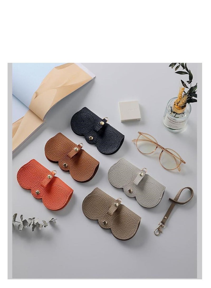 جولدن نظارات شمسية لينة جلدية حقيبة نظارات العين حقيبة نظارات شمسية متنقلة متنقلة محمولة حقيبة تخزين نظارات شمسية مضادة للضغط مع لانيارد حقيبة واقية من النظارات حقيبة المنظر (رمادية) - Image 4