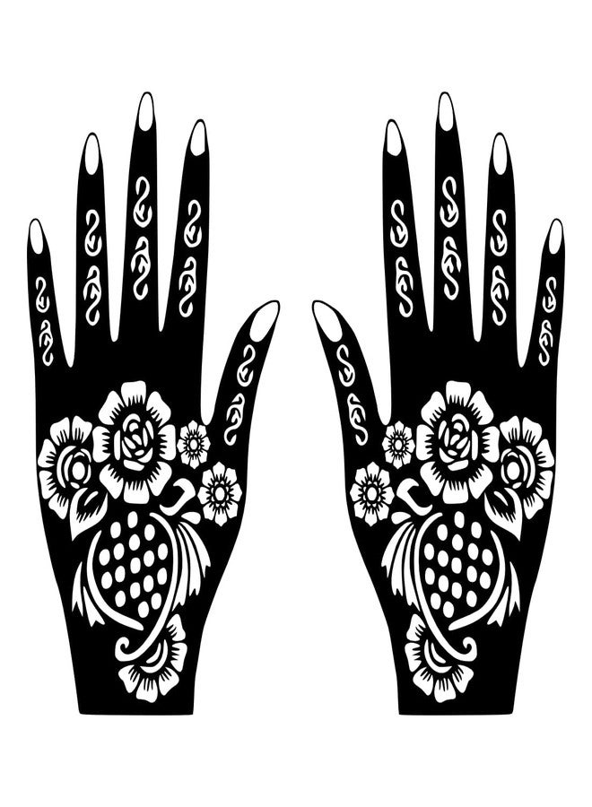 Komstec Decorative Mehndi Stencil Sticker for Occasions for Palm and Finger One Set for Both Hand - Image 1