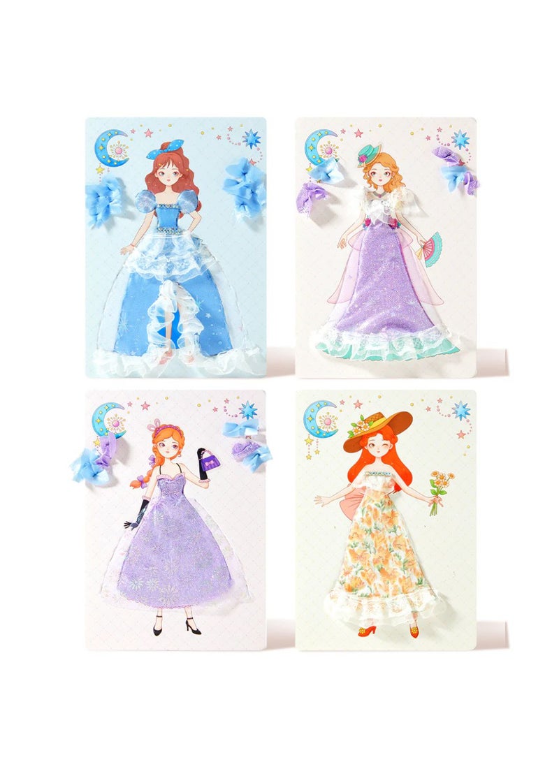 MiDeer Poke-in Dress-Up Set: Princess Evening Gown | DIY Fashion Design Kit for Girls Ages 3+ | Create Your Own Princess Dresses with Stickers, Fabrics & Stencils | Educational Toy for Creativity & Fine Motor Skills - Image 2