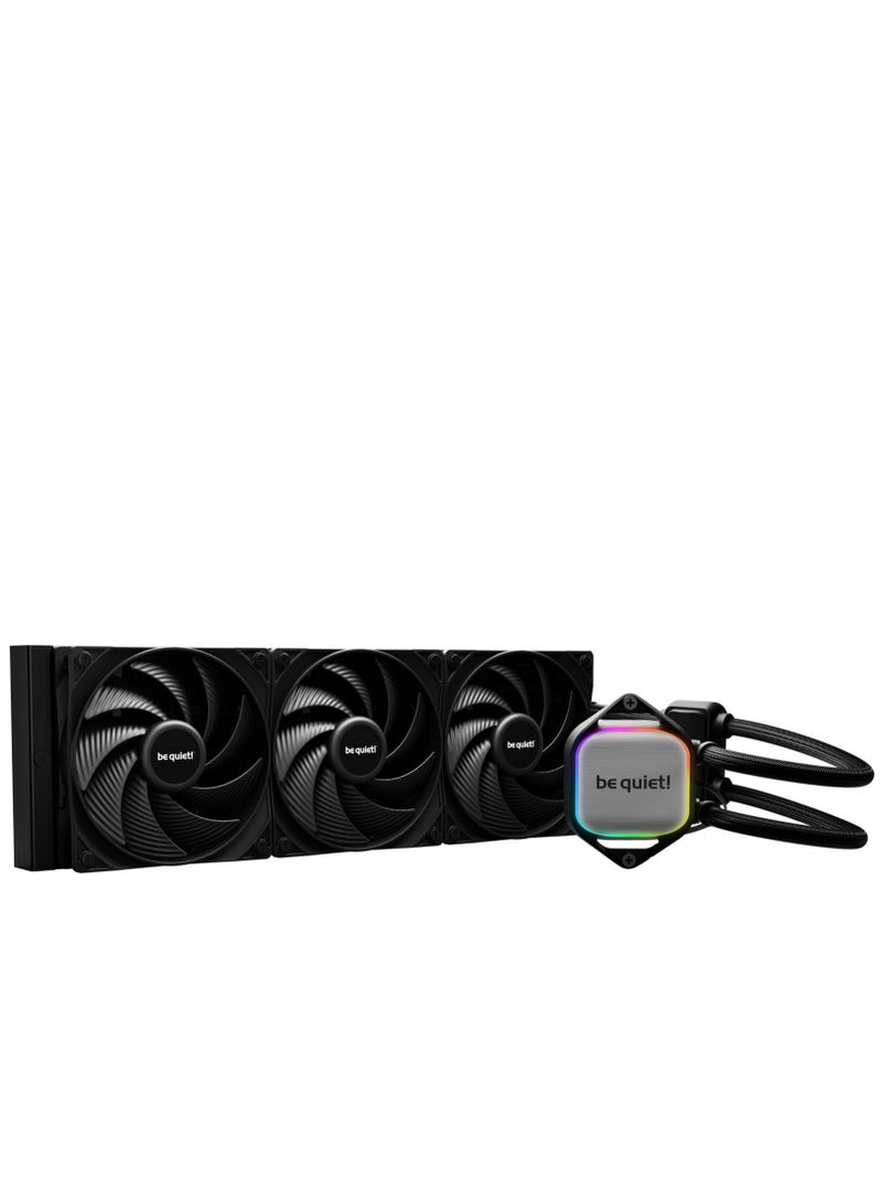 Be Quiet! Pure Loop 2 360mm CPU Liquid Cooler, 3x Pure Wings 3 120mm PWM High-Speed Fans, 5500 RPM Pump Speed, 2100 RPM Fan Speed, 59.6 CFM Airflow, Copper / Nickel Plated Case Material, Black | BW019 - Image 1