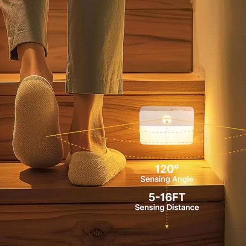 8 Pack Rechargeable Stair Lights for Indoor Use, ABS Plastic, Warm White, Motion Sensor + Magnetic + Wireless Stick-on Design - Image 4