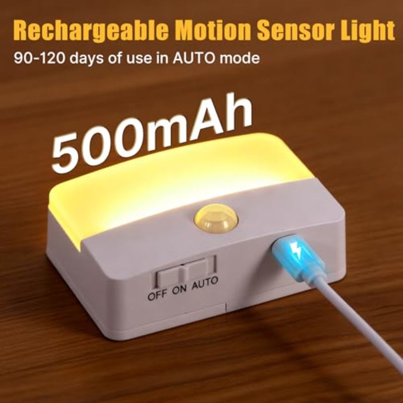 8 Pack Rechargeable Stair Lights for Indoor Use, ABS Plastic, Warm White, Motion Sensor + Magnetic + Wireless Stick-on Design - Image 2