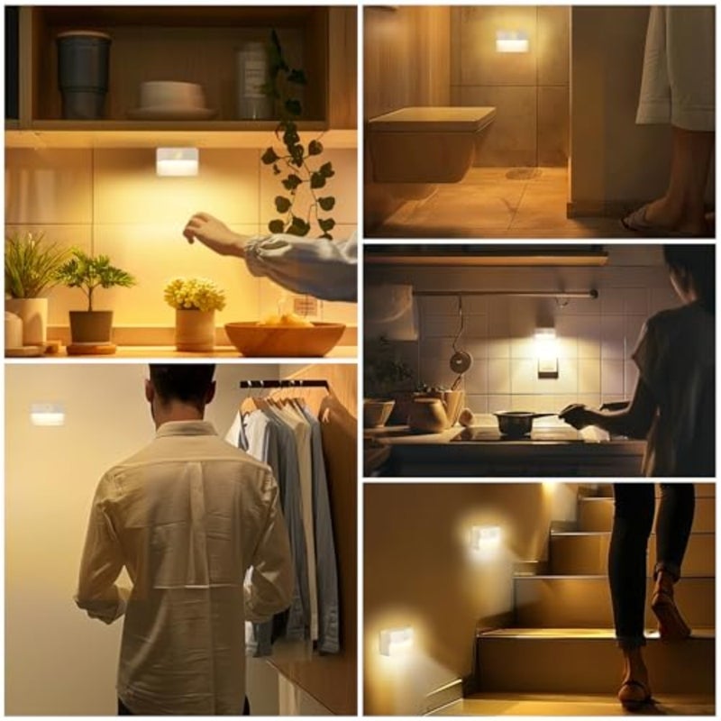 8 Pack Rechargeable Stair Lights for Indoor Use, ABS Plastic, Warm White, Motion Sensor + Magnetic + Wireless Stick-on Design - Image 5