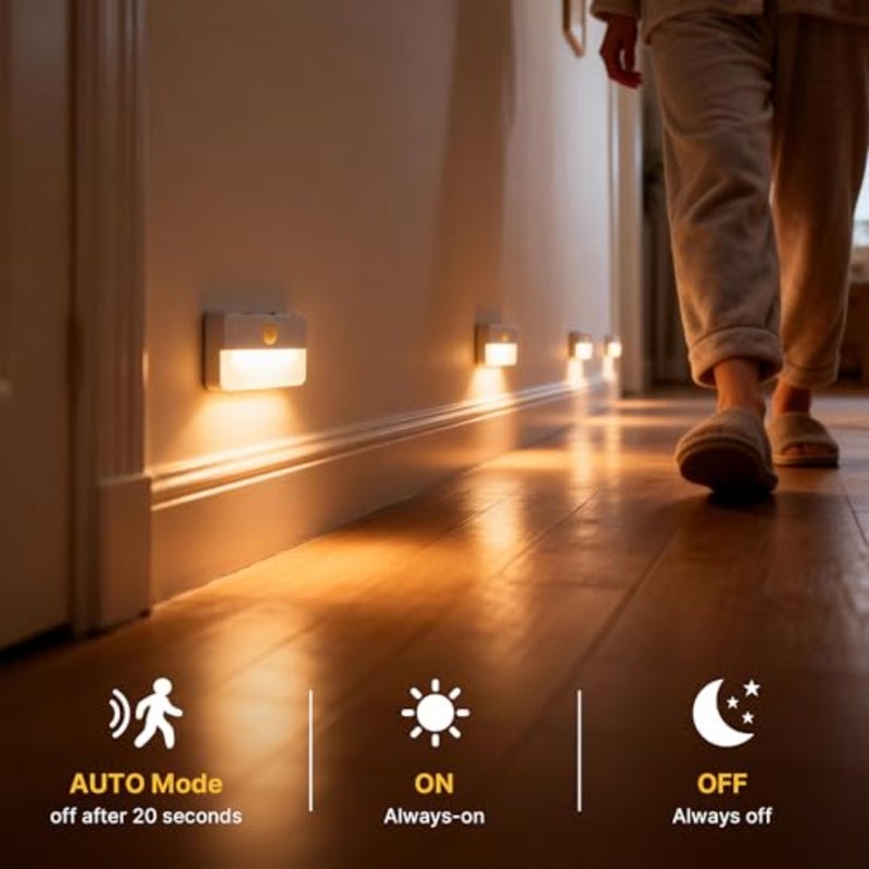 8 Pack Rechargeable Stair Lights for Indoor Use, ABS Plastic, Warm White, Motion Sensor + Magnetic + Wireless Stick-on Design - Image 3