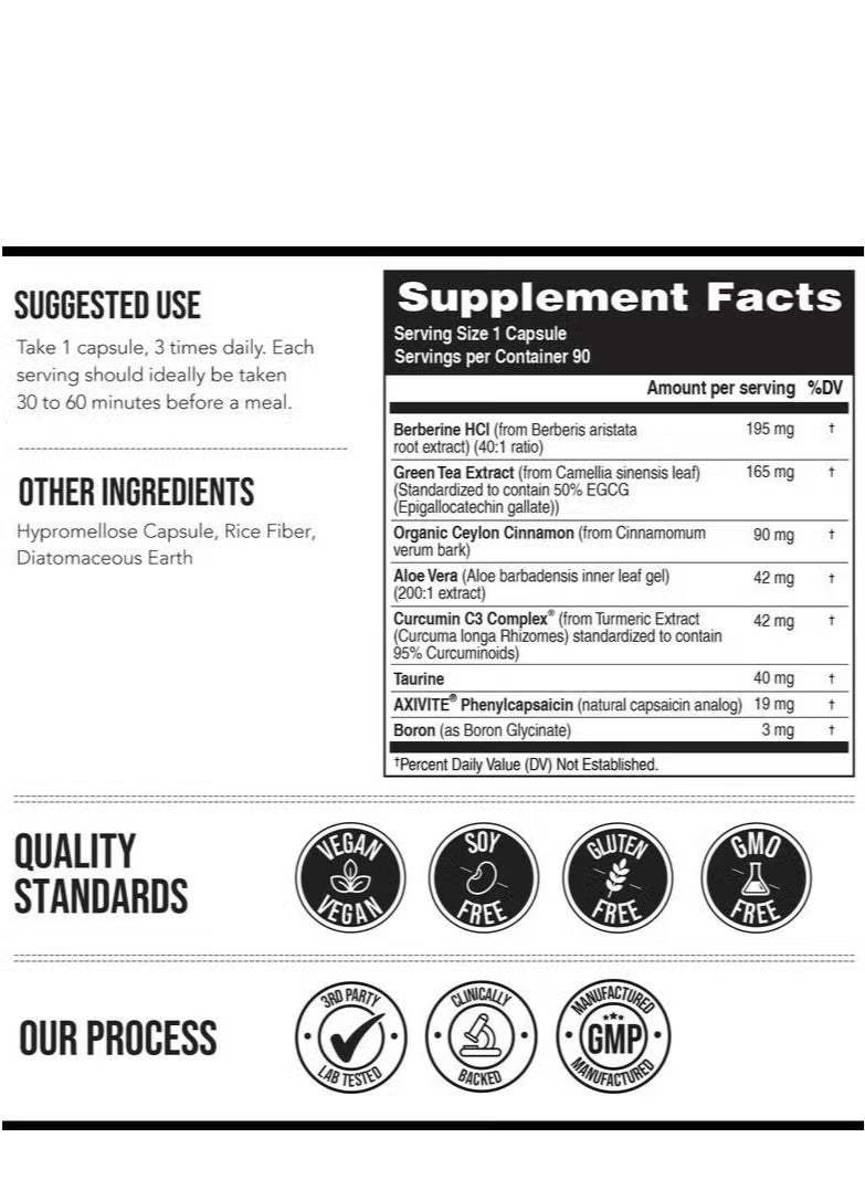 Triquetra Health GLP-1 Support Supplement - GLP-Activate Natural Formula with Berberine | Appetite Suppressant & Weight Management | 90 Capsules - Image 5