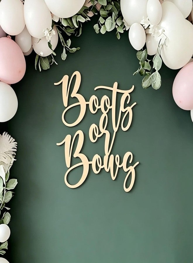 QENWWENG Boots or Bows Sign for Backdrop,Wooden Boy or Girl Sign for Gender Reveal Party Decorations,Baby Shower Party Decorations,Boots Or Bows Party Decoration Sign - Image 3