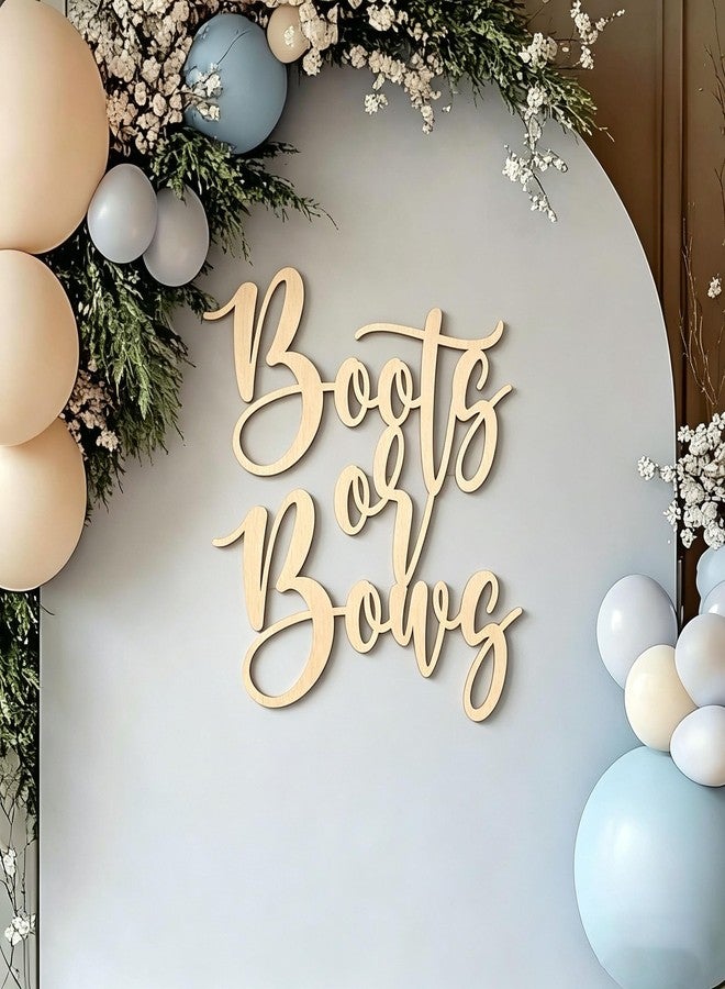 QENWWENG Boots or Bows Sign for Backdrop,Wooden Boy or Girl Sign for Gender Reveal Party Decorations,Baby Shower Party Decorations,Boots Or Bows Party Decoration Sign - Image 4