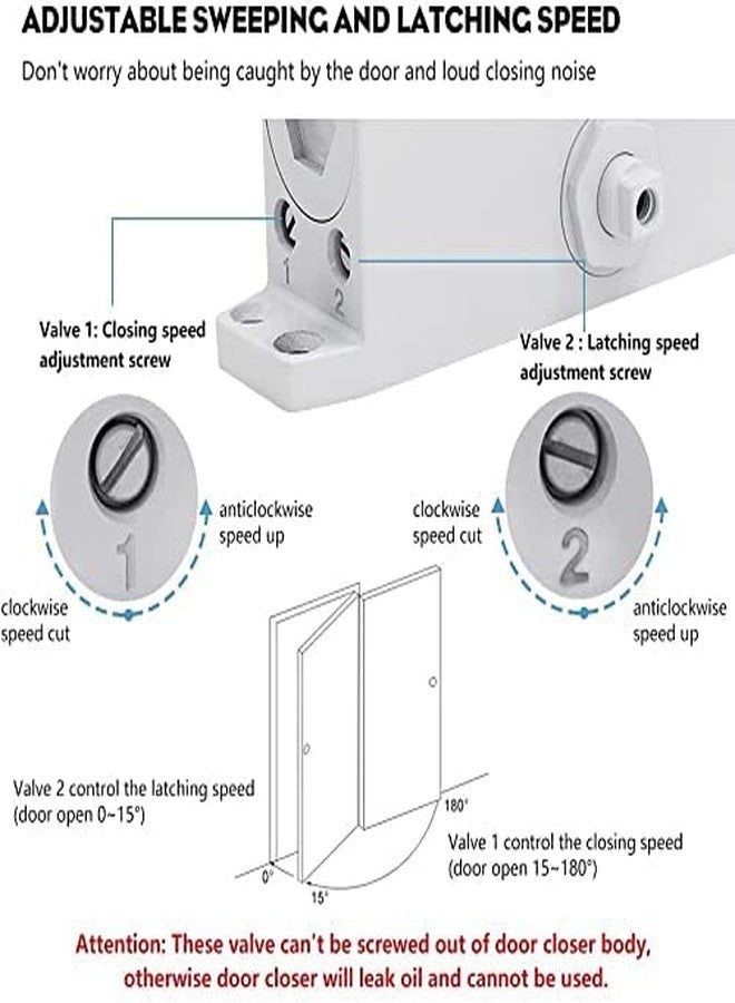 Marie Automatic Door Closer,Size 2 Adjustable Closing Speed Door Closer for 55-99lbs Residential and Commercial Light Doors - Image 3