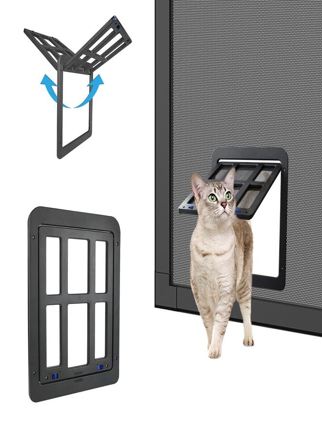 PETLESO Dog Door for Screen Door - 8.3" x 10.3" Small Pet Door for Cats & Small Dogs, Magnetic Flap Auto Close, Lockable Insert, Sliding Screen Door Compatible, Black - Image 1