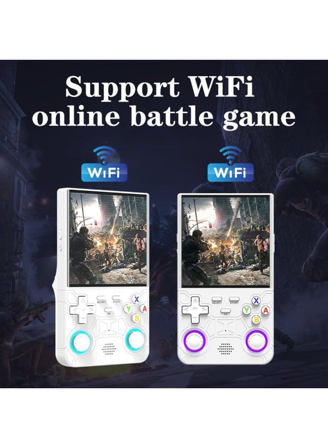 جهاز الألعاب المحمول R36 Ultra، بشاشة IPS مقاس 4 بوصات بتقنية OCA Full Lamination، مزود ببطاقة 64GB تحتوي على أكثر من 20,000 لعبة، يعمل بنظام Linux، ومعالج RK3326، مع دعم WiFi وBluetooth وبطارية بسعة 3000mAh. - Image 4