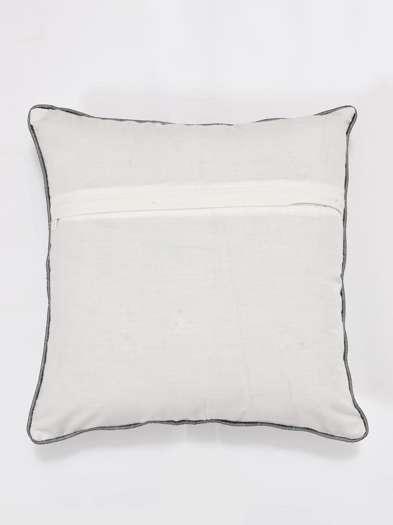 Clasiko Cushion Covers Set of 5 White & Grey with Quilting; Cotton Fabric; 24X24 Inches; Color Fastness Guarantee 16477, 250 TC - Image 3