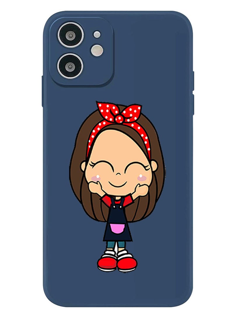 Theodor Protective Slim Fit Case Liquid Silicone Cover with Full Body Protection Anti-Scratch Shockproof Case For iPhone 12 Blue  - Girl copy - Image 1
