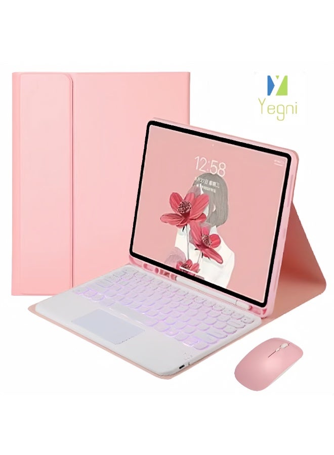 Yegni Compatible with Samsung tablet series Bluetooth backlit keyboard touch keyboard leather case with pen slot and mouse - Image 1