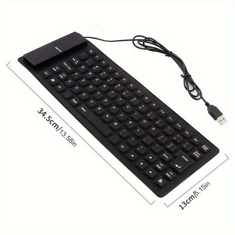 لوحة مفاتيح سيليكونية قابلة للطي، سلكية، محمولة للسفر، USB، هادئة عند الكتابة، ناعمة الملمس، زرقاء، لأجهزة الكمبيوتر المحمولة واللابتوب. - Image 2