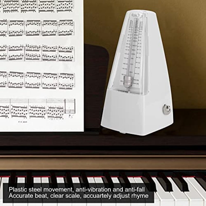 Mechanical Metronome Universal for Piano Guitar Violin Drums and Other Instruments Wind Up Classic Tempo Beat Tool white - Image 3