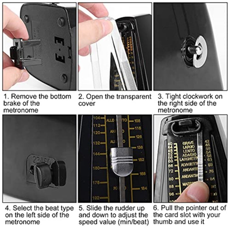 Mechanical Metronome Universal for Piano Guitar Violin Drums and Other Instruments Wind Up Classic Tempo Beat Tool white - Image 4