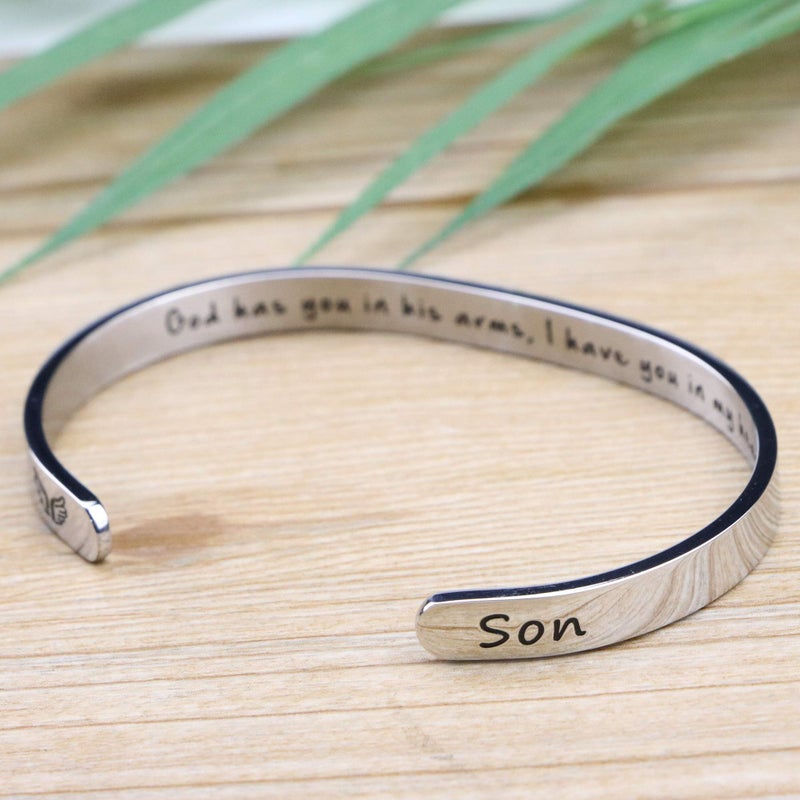 MEMGIFT Memorial Son Bracelet In Memory of Jewelry Gift Remembering Loss of One You Loved God Has You in His Arms I Have in My Heart - Image 3