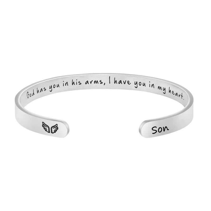 MEMGIFT Memorial Son Bracelet In Memory of Jewelry Gift Remembering Loss of One You Loved God Has You in His Arms I Have in My Heart - Image 1