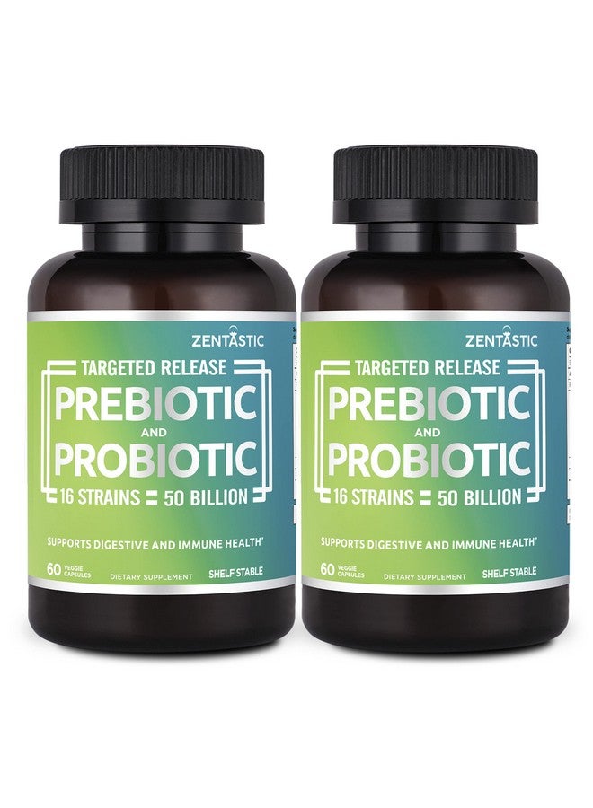 Zentastic Probiotics & Prebiotics Supplement - 50 Billion CFU - for Men & Women’s Immune & Digestive Health - 16 Strains - Shelf Stable - 120 Delayed Release Veggie Capsules - Image 1